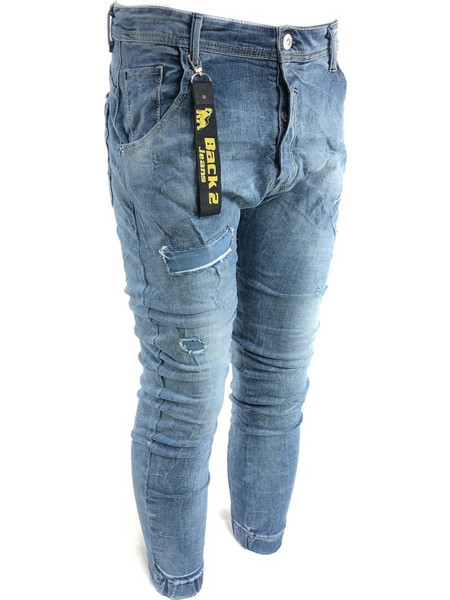 Back2Jeans Ανδρικό Τζιν Παντελόνι Slim Εφαρμογή με Λάστιχο Μπλε N20A