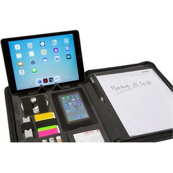 Genie Conference Folder with Tablet/Smartphone Holder, Black (12668)