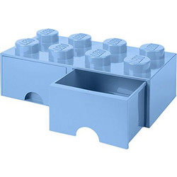 LEGO 4006 Brick 8 Knobs 2 Drawers Stackable Storage Box 94 L Light Blue Plastic LegionLight Royal Blue 50 x 25 x 18 cm
