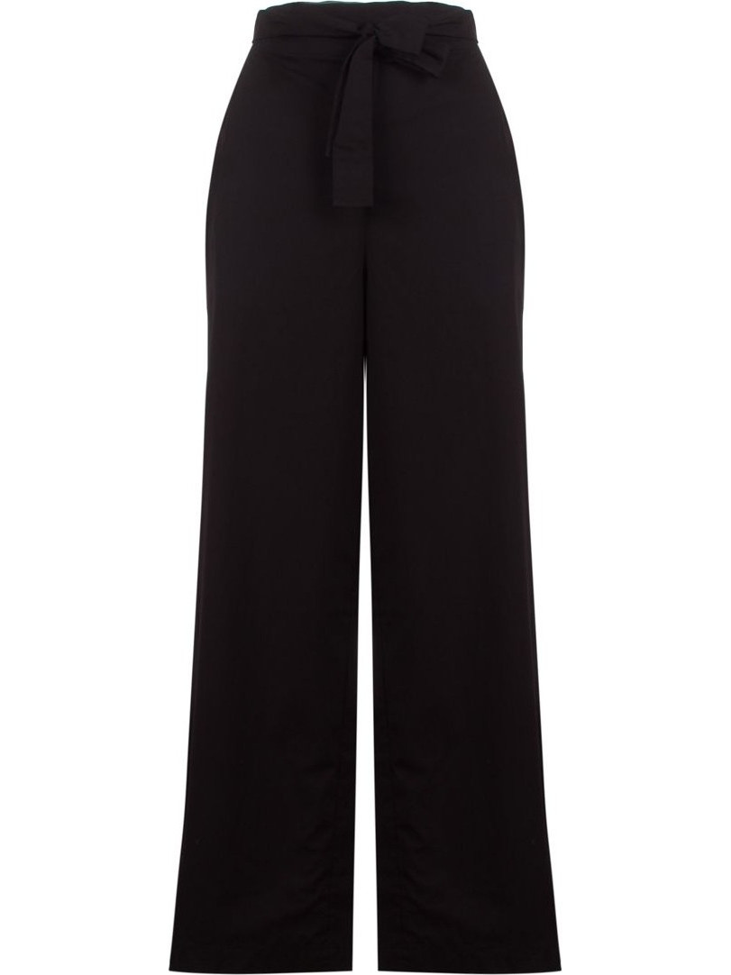 DKNY Ψηλόμεσο Υφασμάτινο Γυναικείο Παντελόνι Loose Εφαρμογή Μαύρο P3DK0S57-BLK
