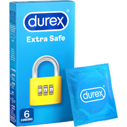 Durex Extra Safe Προφυλακτικά Λεπτά με Ραβδώσεις & Λιπαντικό 6τμχ