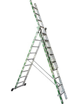 Pankoskal Τριπλή Σκάλα Αλουμινίου Επεκτεινόμενη 3x13 Σκαλοπάτια