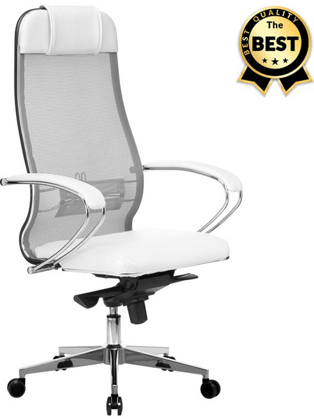 Megapap Samurai-1 Καρέκλα Γραφείου με Προσκέφαλο Στήριξη Μέσης και Ανάκλιση Άσπρη GP008-0025