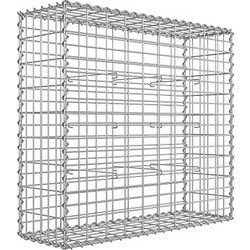 SONGMICS Gabion Basket, Metal Gabion Cage with 5 x 10 cm Mesh for Stones, Galvanised, Garden Decor Wall Partition, 100 x 90 x 30 cm, Silver GGB193