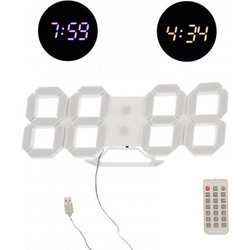 Ψηφιακό LED 3D ρολόι, ξυπνητήρι, ημερολόγιο και θερμόμετρο RGBW με τηλεχειριστήριο λευκό EH-LED1319 EDUP