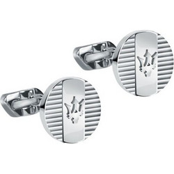 MASERATI Cufflinks, Stainless steel, Silver-tone plated