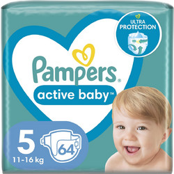 Pampers Active Baby Dry Πάνες No5 11-16kg 64τμχ