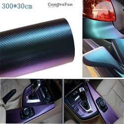 6D Carbon Fibre Sticker Waterproof Car Film Bubble-Free - Blue purple (300 x 30 cm)