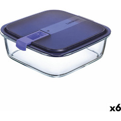 Ερμητικό Κουτί Γεύματος Luminarc Easy Box Μπλε 2,5 L Γυαλί (x6)