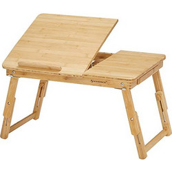 SONGMICS Bamboo Lap Desk, Laptop Table, Breakfast Tray with 5 Adjustable Tilting Angles, Small Drawer, Natural LLD01N