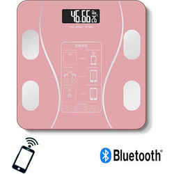 Γυάλινη Ψηφιακή Ζυγαριά Bluetooth για Μέτρηση Βάρους, Λιπομέτρηση & Δείκτη Μάζας Σώματος Έως 180kg Σε 3 Χρώματα Ροζ