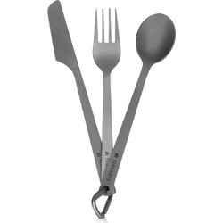 Navaris Titanium Camping Cutlery Set - Φορητό Σετ με Κουτάλι, Πιρούνι και Μαχαίρι από Τιτάνιο - Grey (46937.02)