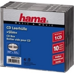 1x10 Hama CD-Slim Jewel Case clear/black 51275