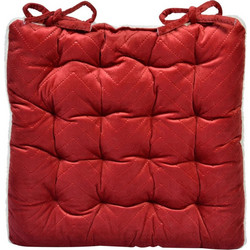 Μαξιλάρι Καρέκλας Χειμερινής Διακόσμησης Κόκκινο Velvet Καπιτονέ Λευκό Shepra 38x38cm