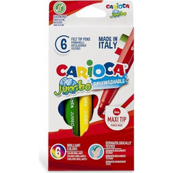 Carioca Jumbo Superwashable Μαρκαδόροι Ζωγραφικής Σετ 6 Χρώματα 12τμχ