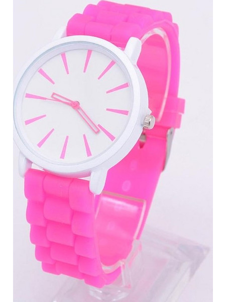 Simple Style Round Dial Jelly Silicone Strap Quartz Watch(Rose Red)