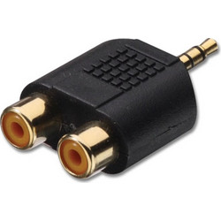 Adapter 2 x rca female to jack 3.mm male stereo gold OEM