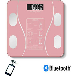 Γυάλινη Ψηφιακή Ζυγαριά Bluetooth για Μέτρηση Βάρους, Λιπομέτρηση & Δείκτη Μάζας Σώματος Έως 180kg - Ροζ