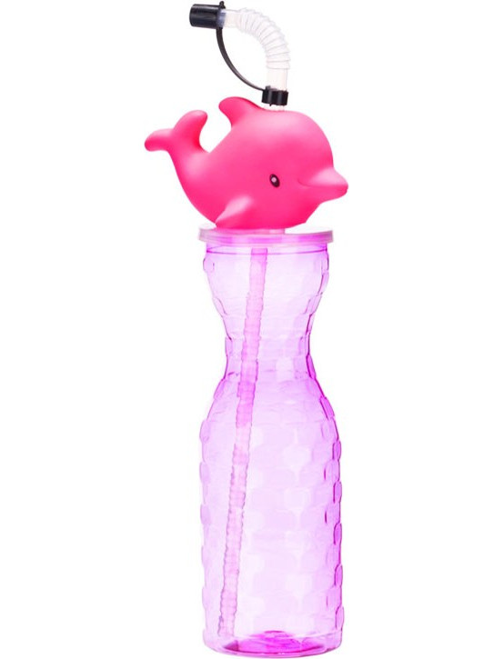 Μπουκάλι με Καλαμάκι Δελφίνι 500ml Ροζ