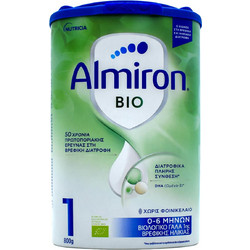 Nutricia Almiron Bio 1 Βιολογικό Βρεφικό Γάλα Σκόνη 0m+ Χωρίς Ζάχαρη 800gr
