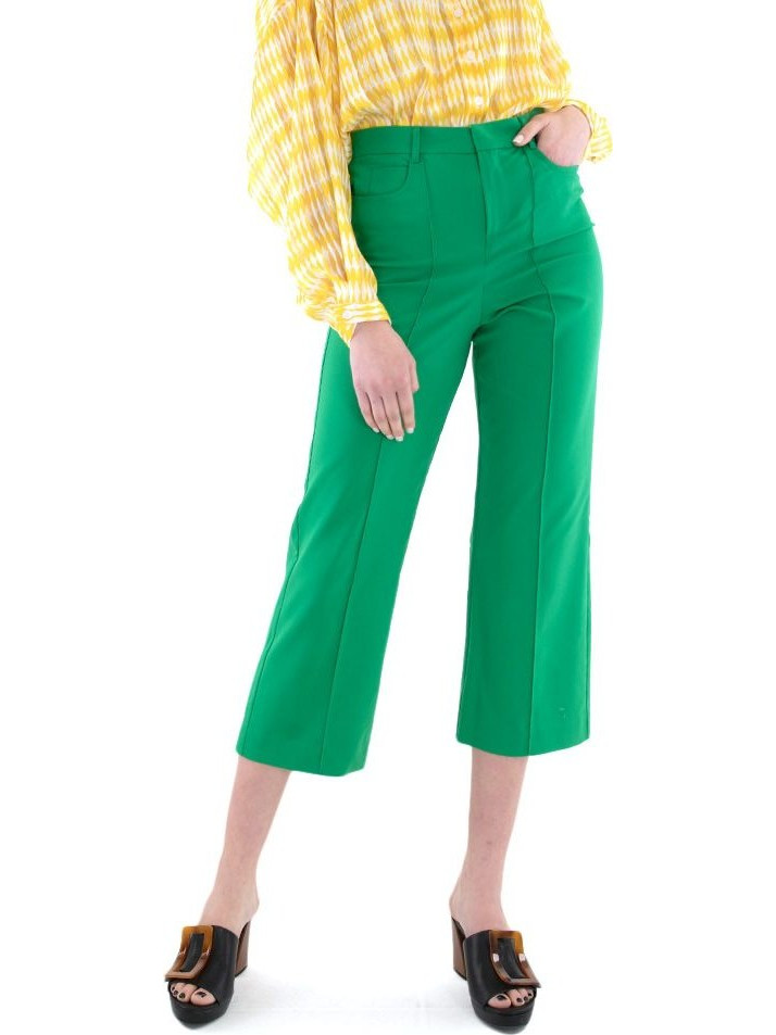 MY Tiffany Ψηλόμεσο Υφασμάτινο Γυναικείο Παντελόνι Κανονική Εφαρμογή Πράσινο S22T5100