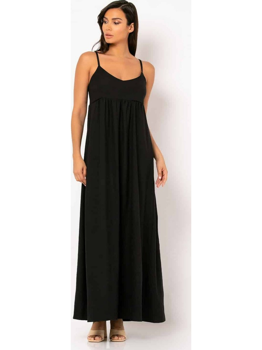 Noobass Maxi Καλοκαιρινό Καθημερινό Φόρεμα Μαύρο 04-156