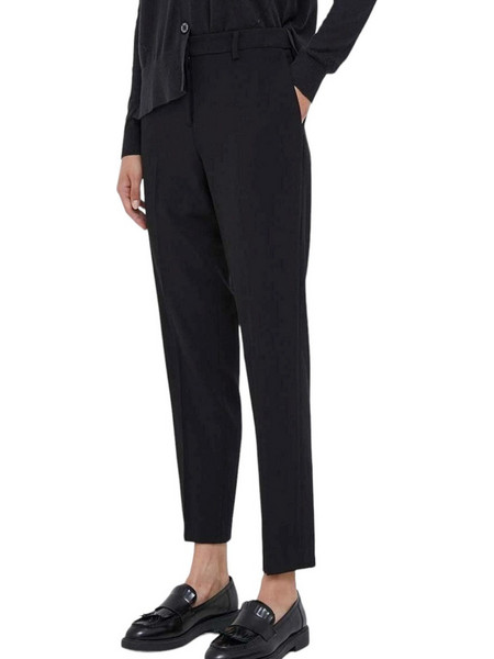 DKNY Ψηλόμεσο Υφασμάτινο Γυναικείο Παντελόνι Κανονική Εφαρμογή Μαύρο UG3PX312-BLK