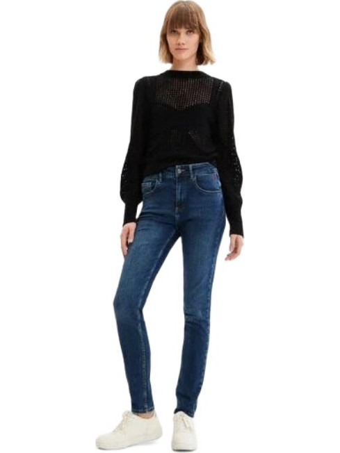 Desigual Ψηλόμεσο Γυναικείο Τζιν Παντελόνι Ελαστικά Slim Εφαρμογή Navy Μπλε 23SWDD21-5008