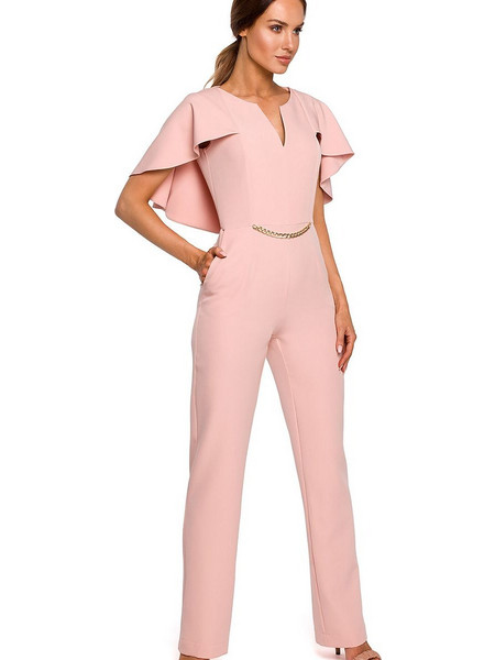 MOE Γυναικεία Ολόσωμη Φόρμα Κοντομάνικη Ροζ MOE670