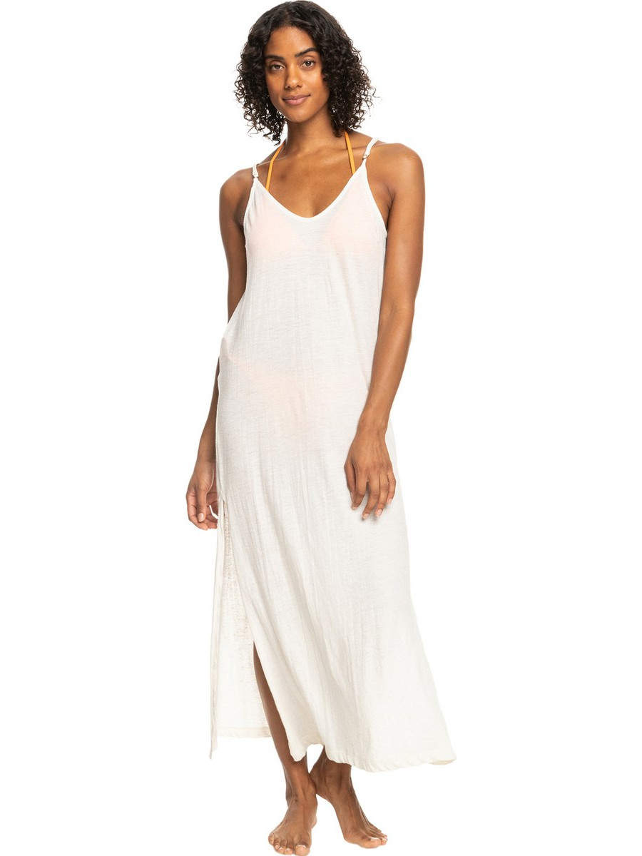 Roxy Salty Love Midi Καλοκαιρινό Καθημερινό Φόρεμα Λευκό ERJX603341-YEF0