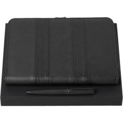 Huggo Boss Set μαύρο Ντοσιέ-φάκελο Α5 από δέρμα με σημειωματάριο και μαύρο Στυλό HPMB902