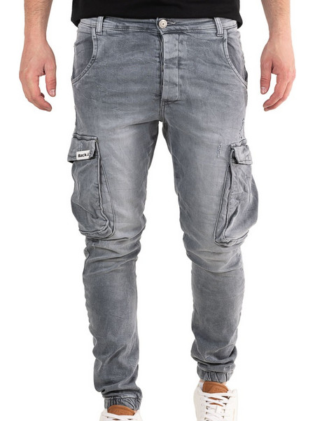 Back2Jeans Ανδρικό Τζιν Παντελόνι με Λάστιχο Γκρι Ν18A