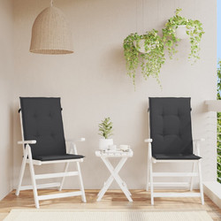 Μαξιλάρια Καρέκλας Κήπου με Πλάτη 2 τεμ. Μαύρη 120x50x3 εκ