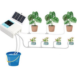 G89456 Solar Intelligent Voice Timing Automatic Flower Watering Device Lazy Plant Dripper, Specification: Double Pump 30 Sets 20M Tube(White)