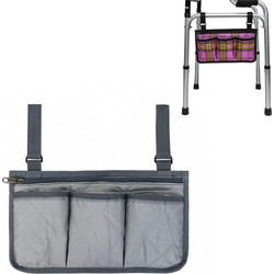 Walking Aid Wheelchair Armrest Side Storage Bag Car Storage Hanging Bag(Gray) (OEM)