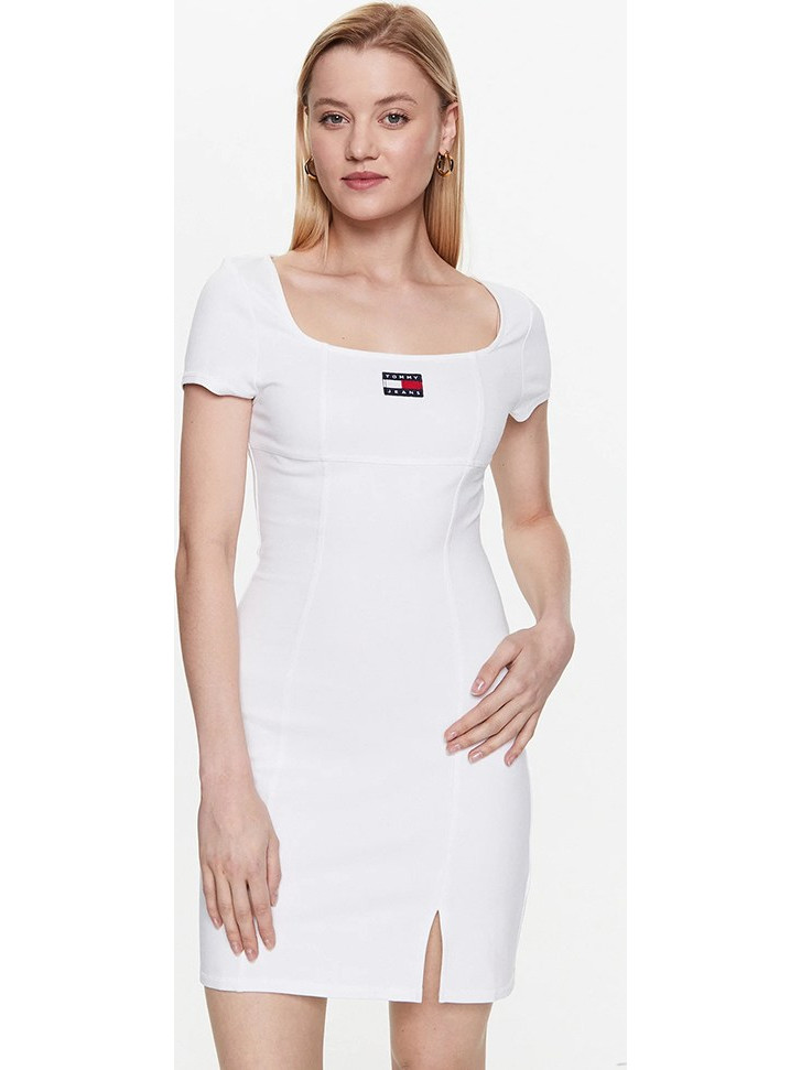 Tommy Hilfiger Mini Καλοκαιρινό Καθημερινό Φόρεμα Λευκό DW0DW15362-TJW