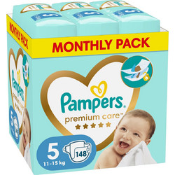 Pampers Premium Care Monthly Pack Πάνες No5 11-15kg 148τμχ