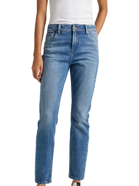 Pepe Jeans Ψηλόμεσο Γυναικείο Τζιν Παντελόνι Κανονική Εφαρμογή Μπλε PL204591GX90-000