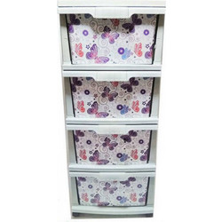 Συρταριέρα πλαστική με 4 συρτάρια Butterfly με ροδάκια 38x45x91εκ