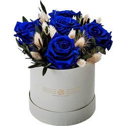 Dry Flowers Μπλέ Premium 13x18cm 5 τριαντάφυλλα