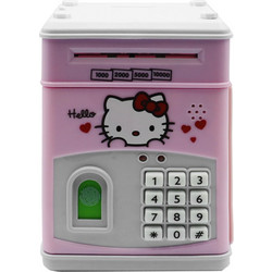 Ηλεκτρικός Παιδικός Κουμπαράς Πλαστικός (13x13x19cm) με Κωδικό Ασφαλείας και Δακτυλικό Αποτύπωμα Hello Kitty Ροζ
