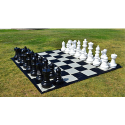 Combo - Ολοκληρωμένο σετ σκάκι κήπου - Πλαστικά πιόνια μέ ύψος Βασιλιά 63 εκ. μαζί με μαλακό δάπεδο 2.60 Χ 2.60 εκ