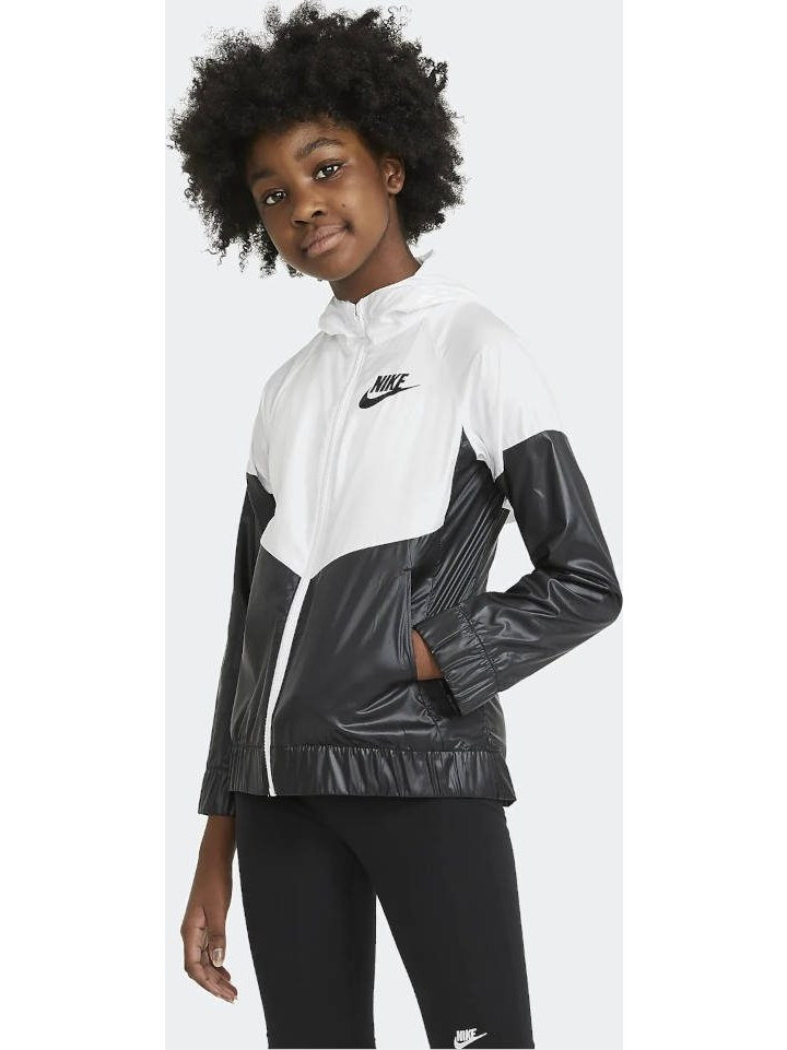 Nike Αθλητικό Παιδικό Μπουφάν Χειμωνιάτικο Αντιανεμικό Μαύρο Λευκό DB8521-100