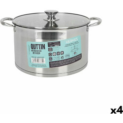 Pot with Glass Lid Quttin Hermes Steel 10 L (4 Units)