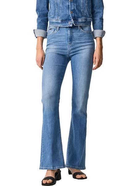 Pepe Jeans E2 Dion Flare 32 Γυναικείο Τζιν Παντελόνι Κανονική Εφαρμογή Καμπάνα Μπλε PL204156PC22-000