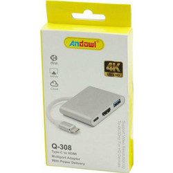 Andowl USB-C male - HDMI / USB-A / USB-C female (Q-308)
