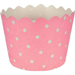 Θήκες για Cupcakes Κλασσικό Ροζ Με Λευκές Βούλες (12 τεμαχίων)