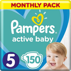 Pampers Active Baby Monthly Pack Πάνες No5 11-16kg 150τμχ