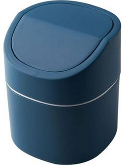 Household Mini Desktop Trash Can Covered Debris Storage Cleaning Cylinder Box, Style:Flip Lip(Blue) (OEM)