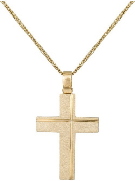 Βαπτιστικοί Σταυροί με Αλυσίδα Ανδρικός σταυρός με αλυσίδα Κ14 ματ ζαγρέ 040456C 040456C Ανδρικό Χρυσός 14 Καράτια